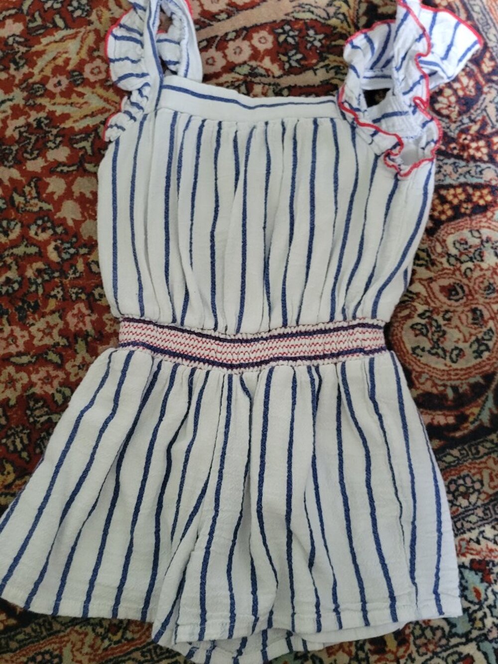 Cat & Jack Red,White and Blue Striped Jumpsuit Size 6X